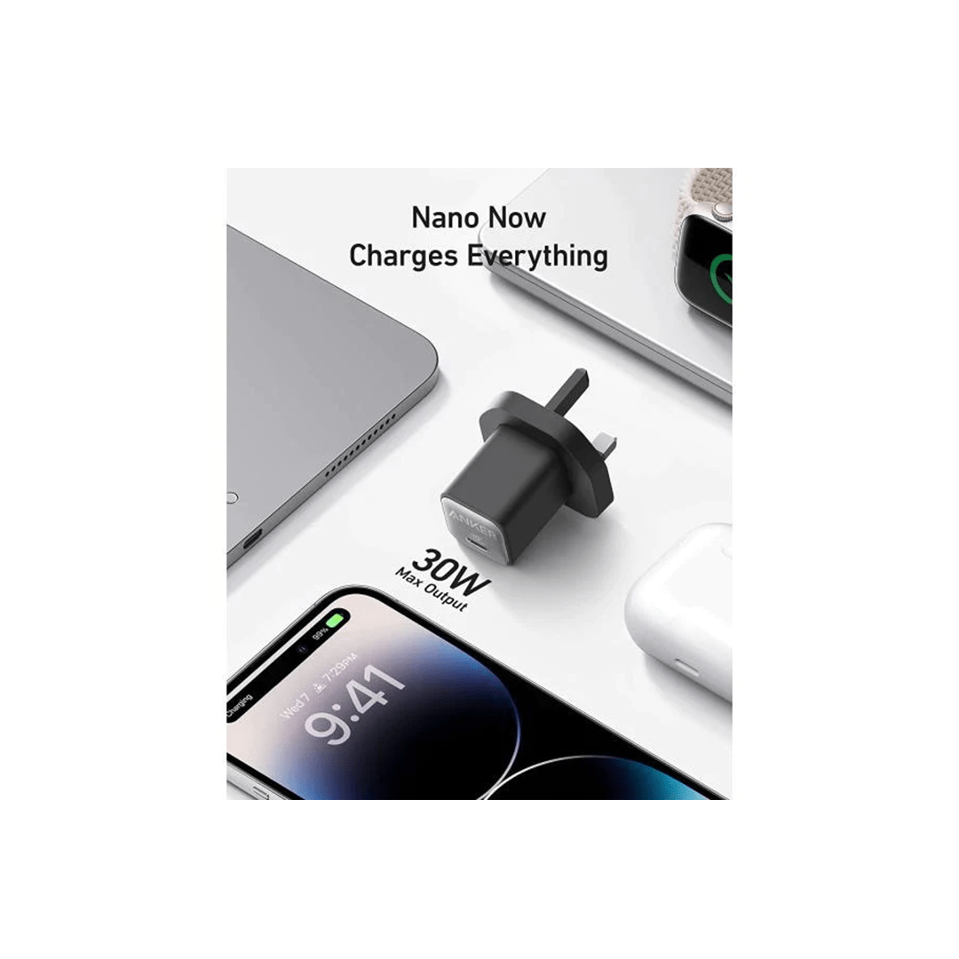 Anker 511 Nano 3 GaN 30W USB-C Wall Charger - Black in Qatar Anker 511 Nano 3 GaN 30W USB-C Wall Charger - Black in Qatar